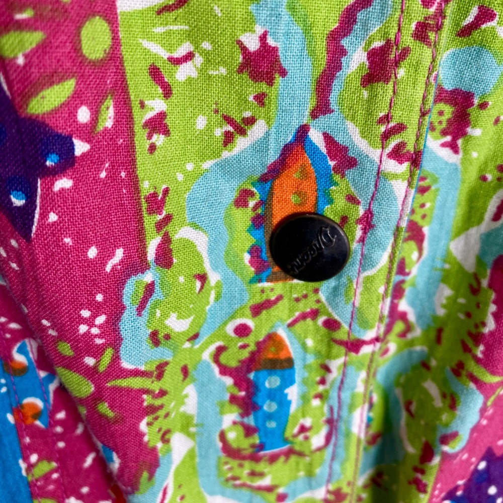 Vintage 80s Dreams Abstract Fish Romper XL Short Sleeve 90s Playsuit Jumpsuit - Picture 5 of 11